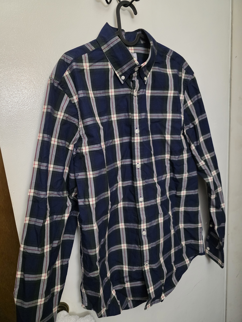 Men's Navy Plaid Button-Down Shirt